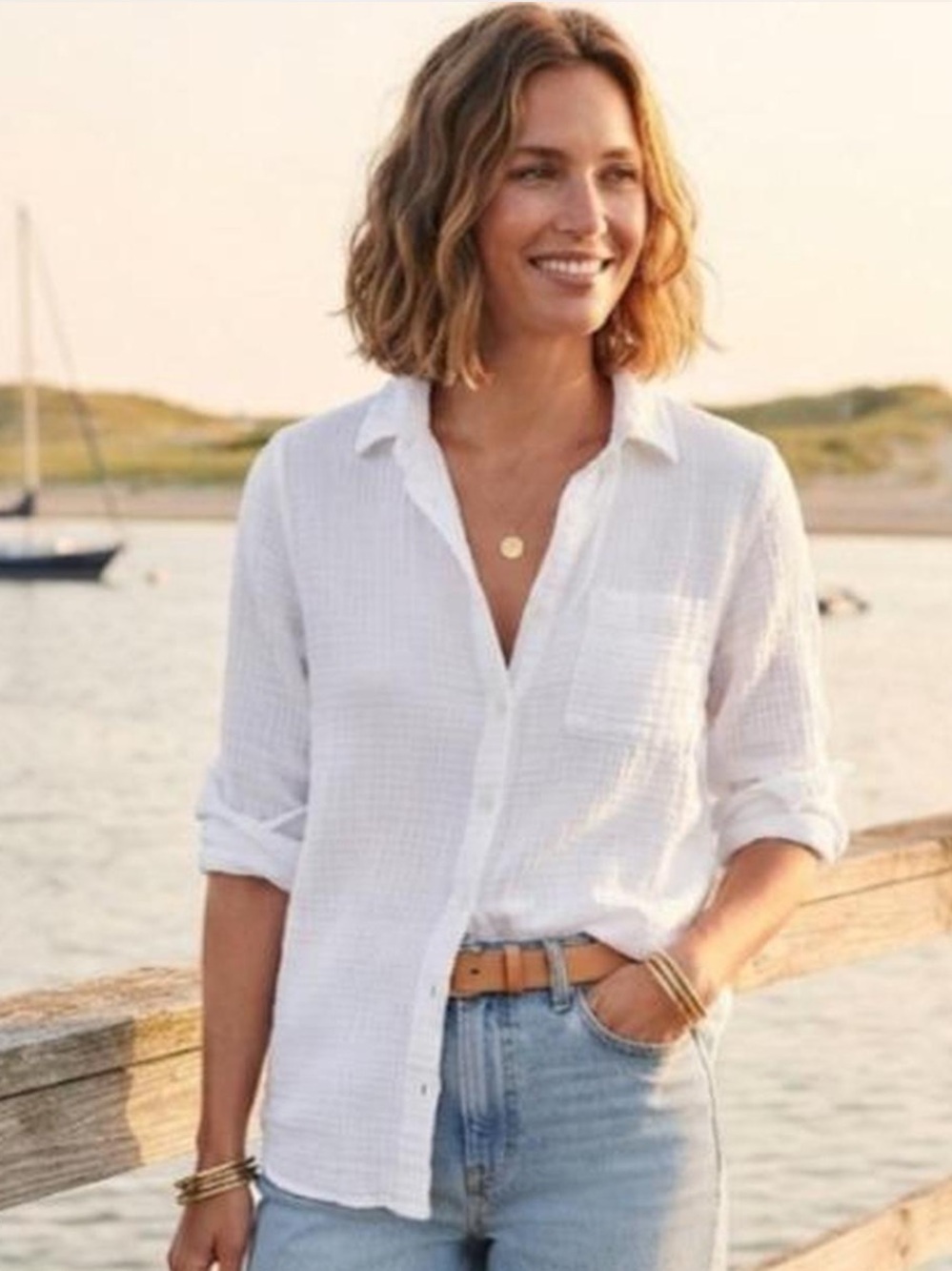 J. Crew White Lightweight Gauze Button-Down Shirt